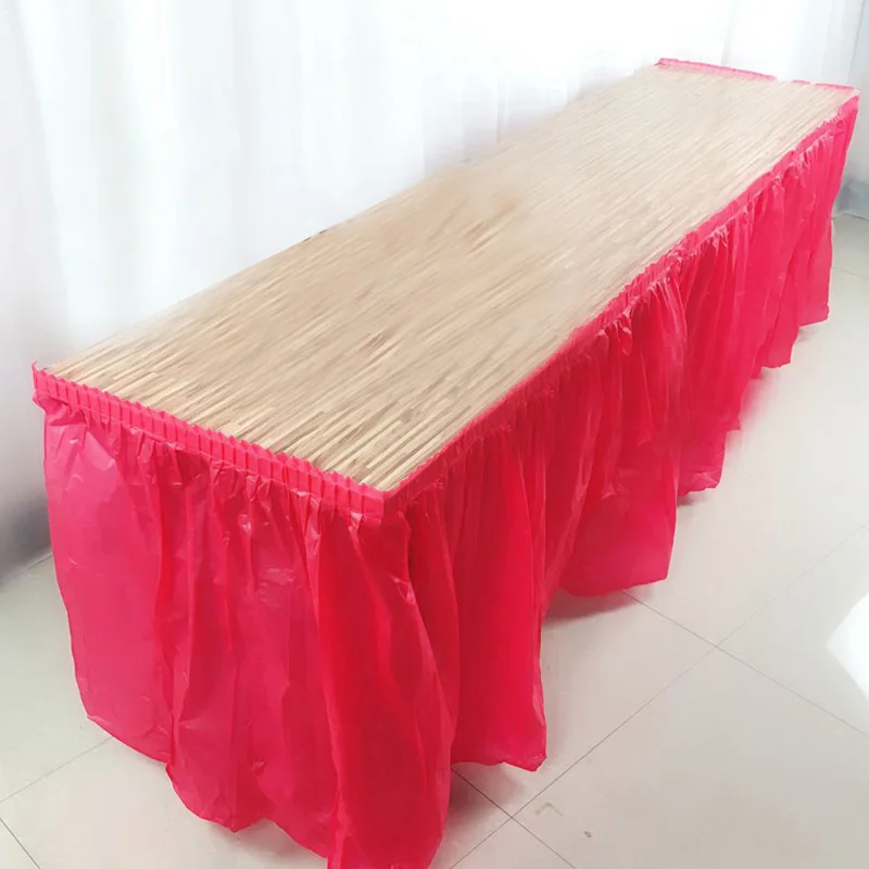 Solid Color Disposable Plastic Table Skirt Baby Shower Birthday Party Outdoor Wedding Party Table Skirt Decoration