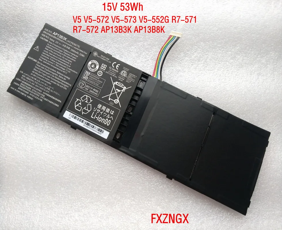 15 V 53Wh оригинальный AP13B3K Батарея для acer Aspire V5 V5-572 V5-573 V5-552G R7-571 R7-572 AP13B8K