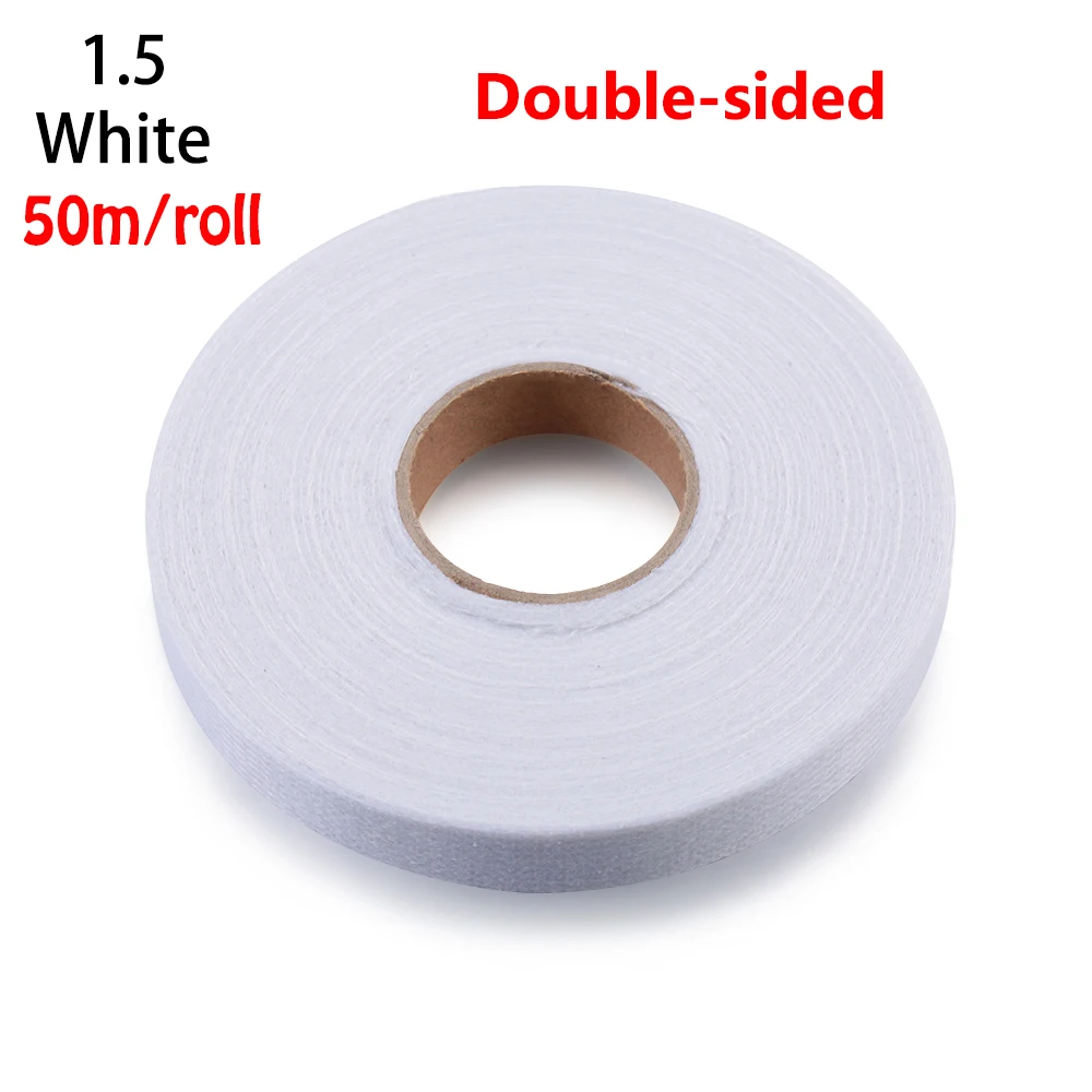 1.5cm-50m(White) 50/100 м черные и белые чудо веб-утюг на Хемминг скотч двусторонний клей нетканый рулон ткани-недорогая одежда из Китая высокое качество отворотами для рукоделия - Цвет: 1.5cm-50m(White)
