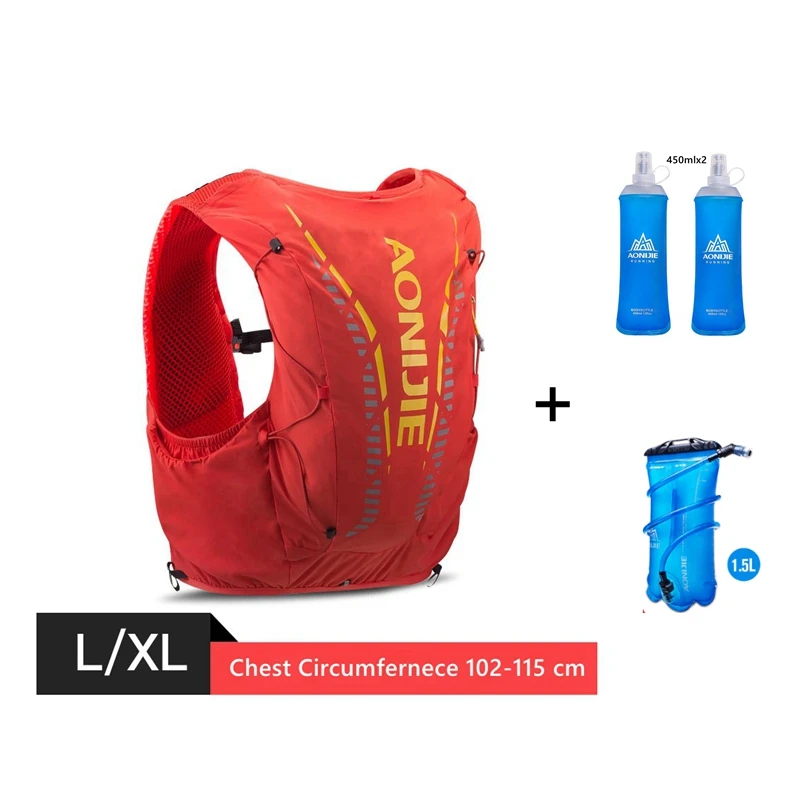LXL Orange Red Set Aonijie 12L гидратационный жилет сумка Открытый Портативный дышащий рюкзак Сверхлегкий для походов марафон бег Велоспорт C962 - Цвет: LXL Orange Red Set