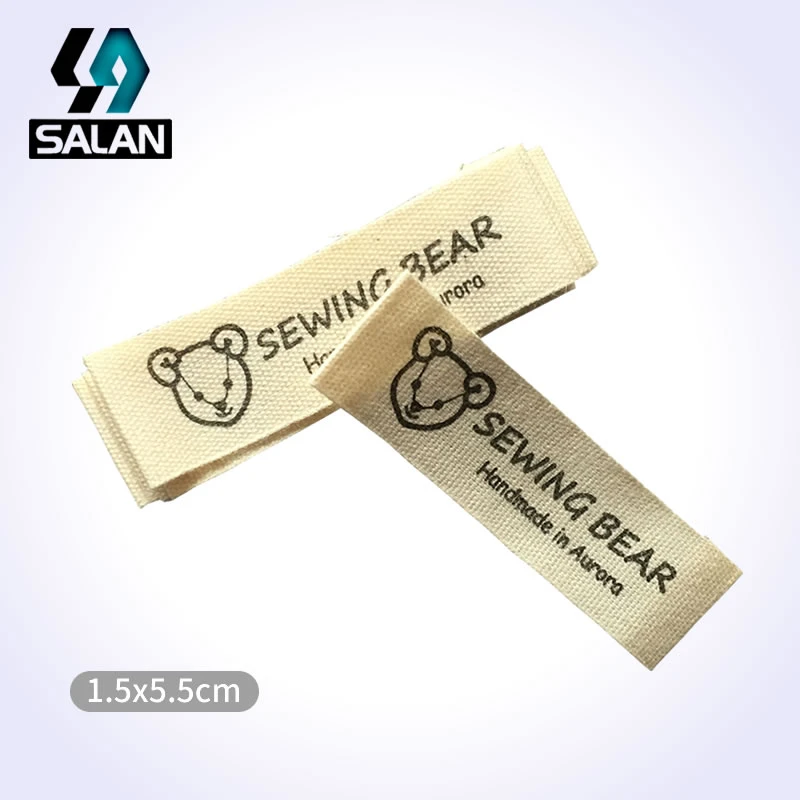 Customized cotton clothing tags printed Cotton Label Sewing Fabric printed cotton Labels custom kids garment tag