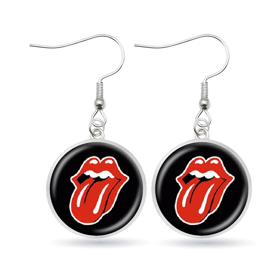 

Famous Rock Band The Rolling Stones Earrings Red Tongue Mick Jagger Tinplate Dangle Earrings Jewelry Aretes De Mujer Modernos