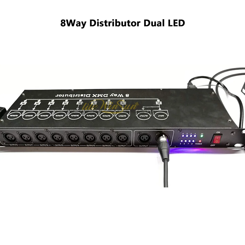 8 способ DMX Дистрибьютор двойной светодиоды 8Way линия сплиттер изолированный DMX усилитель сигнала сплиттер 3Pin XLR разъем выход