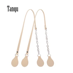 Tanqu New Arrival Long Edge Painting Handles Faux Leather Flat PU Belt and Drops with Thicken Shiny Chain for OBag for EVA O Bag