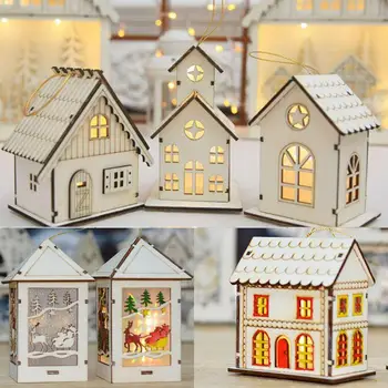 

Wood House Lamp Wood House Light christmas Giffs Decor Hanging Ornaments Creative Super Bright Romantic Garden Yard Festival