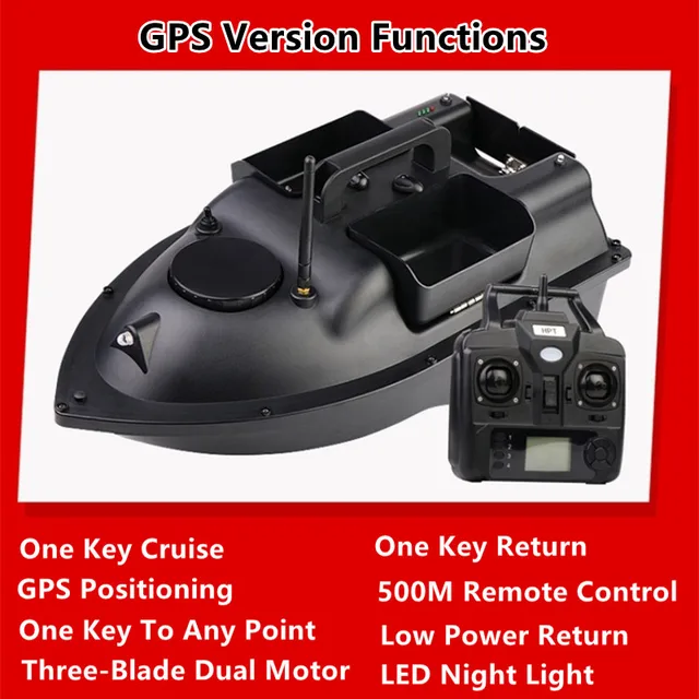 Professional 500M 16 GPS Position Constant Speed Cruise RC Fishing Boat 2KG Load 6Hour 3Hopper GPS Smart High Speed RC Bait Boat 6