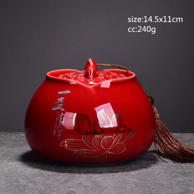 14.5x11cm Hand-painted landscape tea cans Food storage tank chinese ceramic tea canister kung fu storage chest Candy jar coffee jar - Цвет: 14.5x11cm