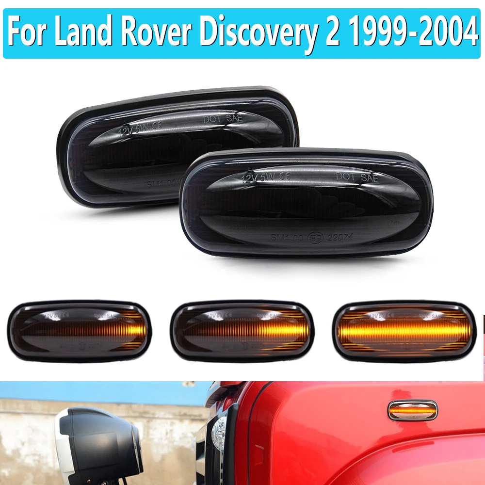 

1 Pair Signal Light Amber Dynamic Flowing LED Side Marker Light For Land Rover Discovery 2 1999-2004 Defender Freelander 1 02-05