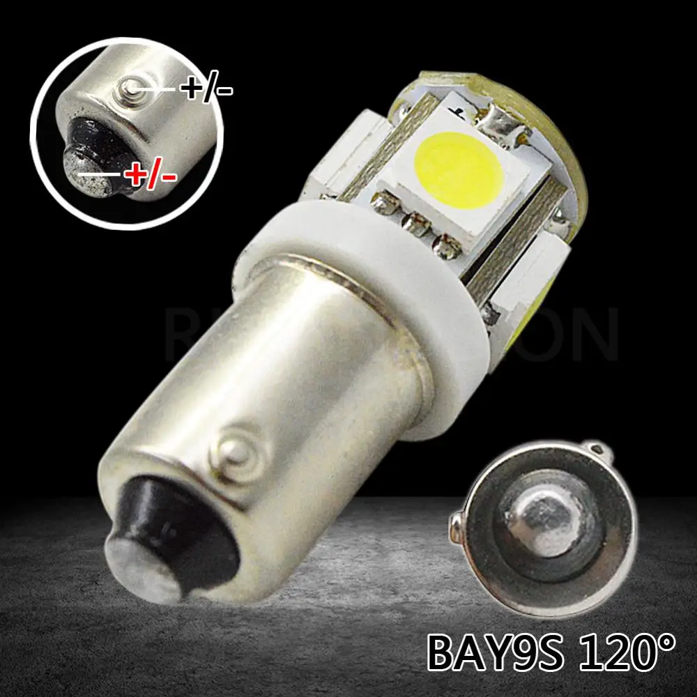 2X6 в, 12 В, 24 В постоянного тока, BA9S T4W BAX9S BAY9S H21W 5050 5SMD 6000K Автомобиль Мотоцикл Скутер светодиодный лампы GLB951 GLB293 без полярности белый 100LM - Испускаемый цвет: BAY9S