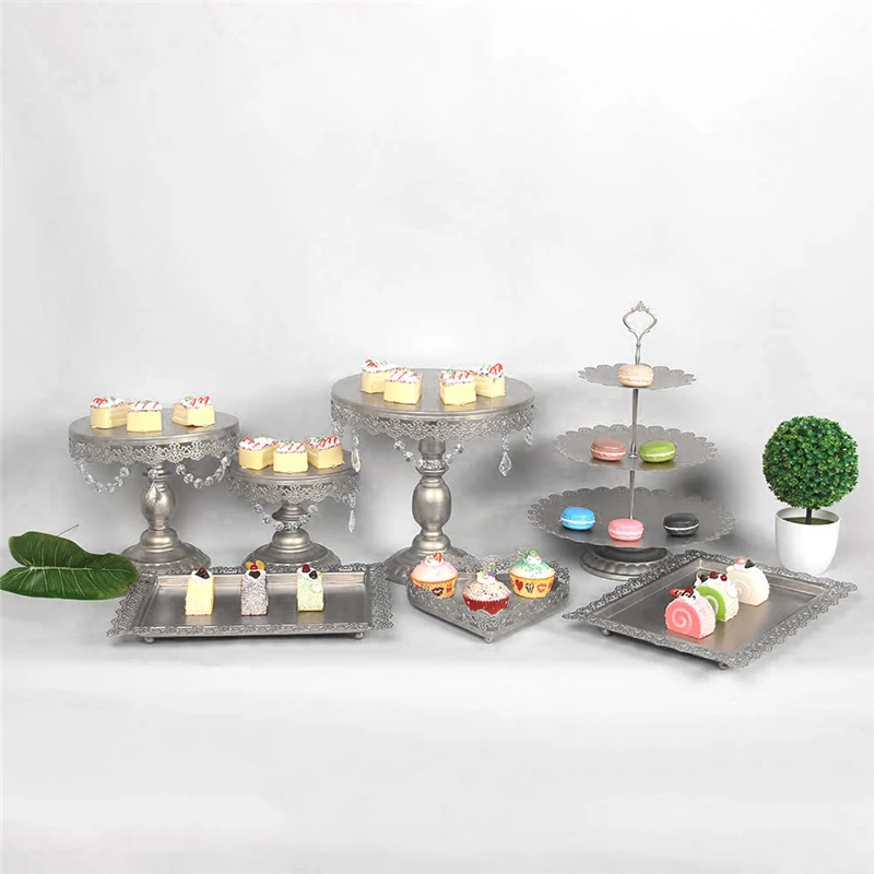 7s of silver Металлическими бусинами 7 шт./компл. круглая подставка для торта Свадебная вечеринка аксессуары для украшения дома - Цвет: 7s of silver