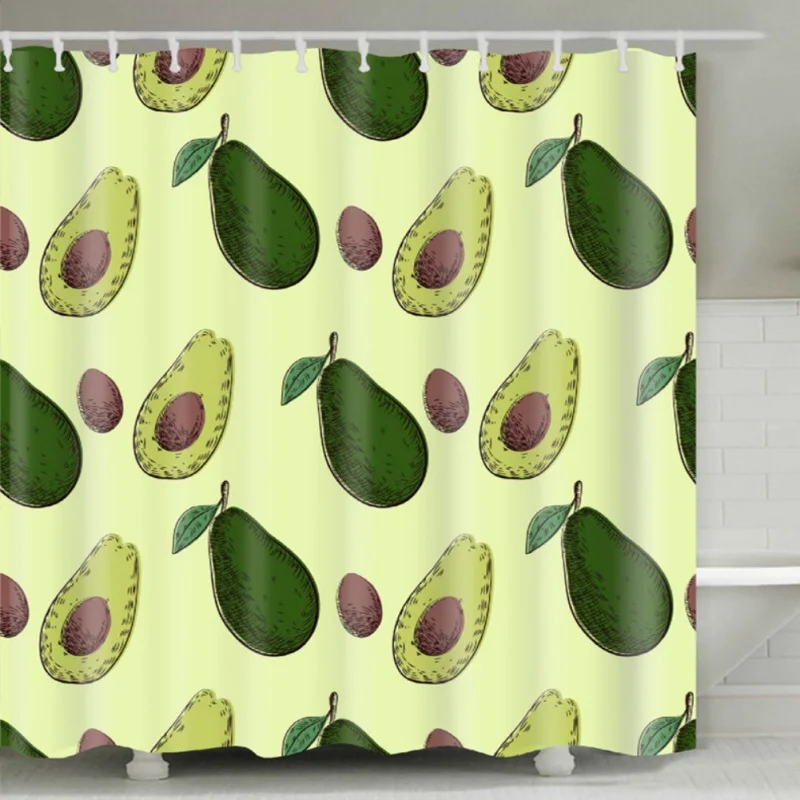 Набор занавесок для ванной комнаты с принтом авокадо, декоративное покрытие для ванной с 12 подвесными крючками, водонепроницаемая занавеска для душа 70,8X70,8 дюймов - Цвет: 5
