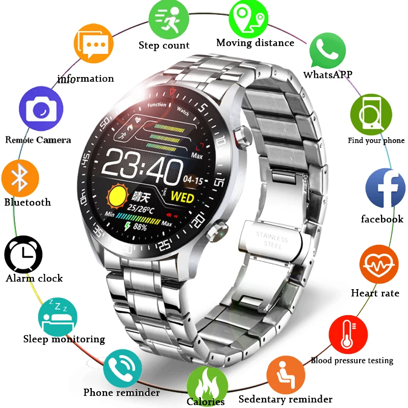 

LIGE 2020 New Full touch screen Mens Smart Watch For Android iOS IP68 Waterproof Sports Fitness Watch Smart Bracelet for men+box