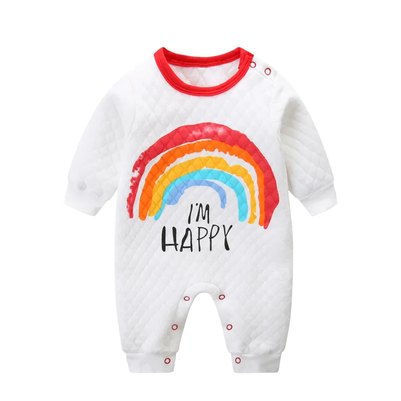 

Baby Rainbow Jumpsuit Online Celebrity Newborns Thick Crawling Clothes Warm Cold Infant Wired Romper Shantou