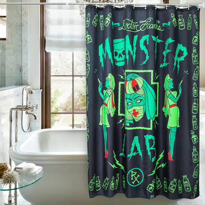 Green Nurse Bathroom Partition Shower Curtain 3D Digital Printing