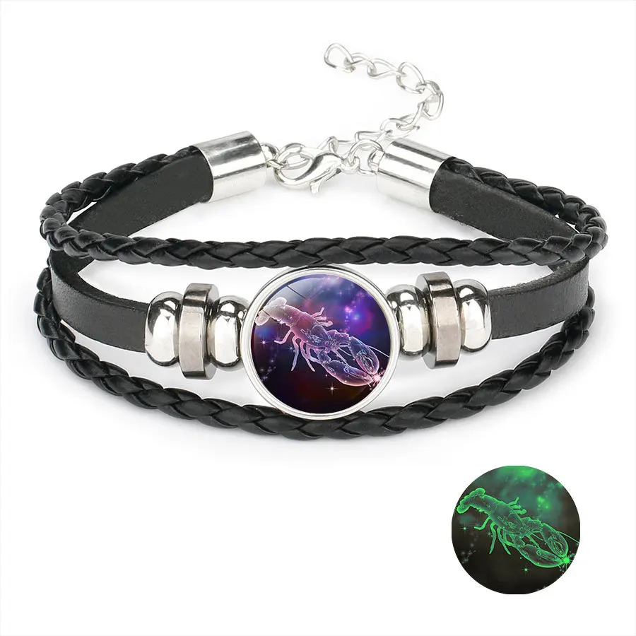  Brilliant Nightlight Twelve Constellations Fashion Personality Trend Bracelet Male and Female Couple Korean Birthday Gift Student Handstring