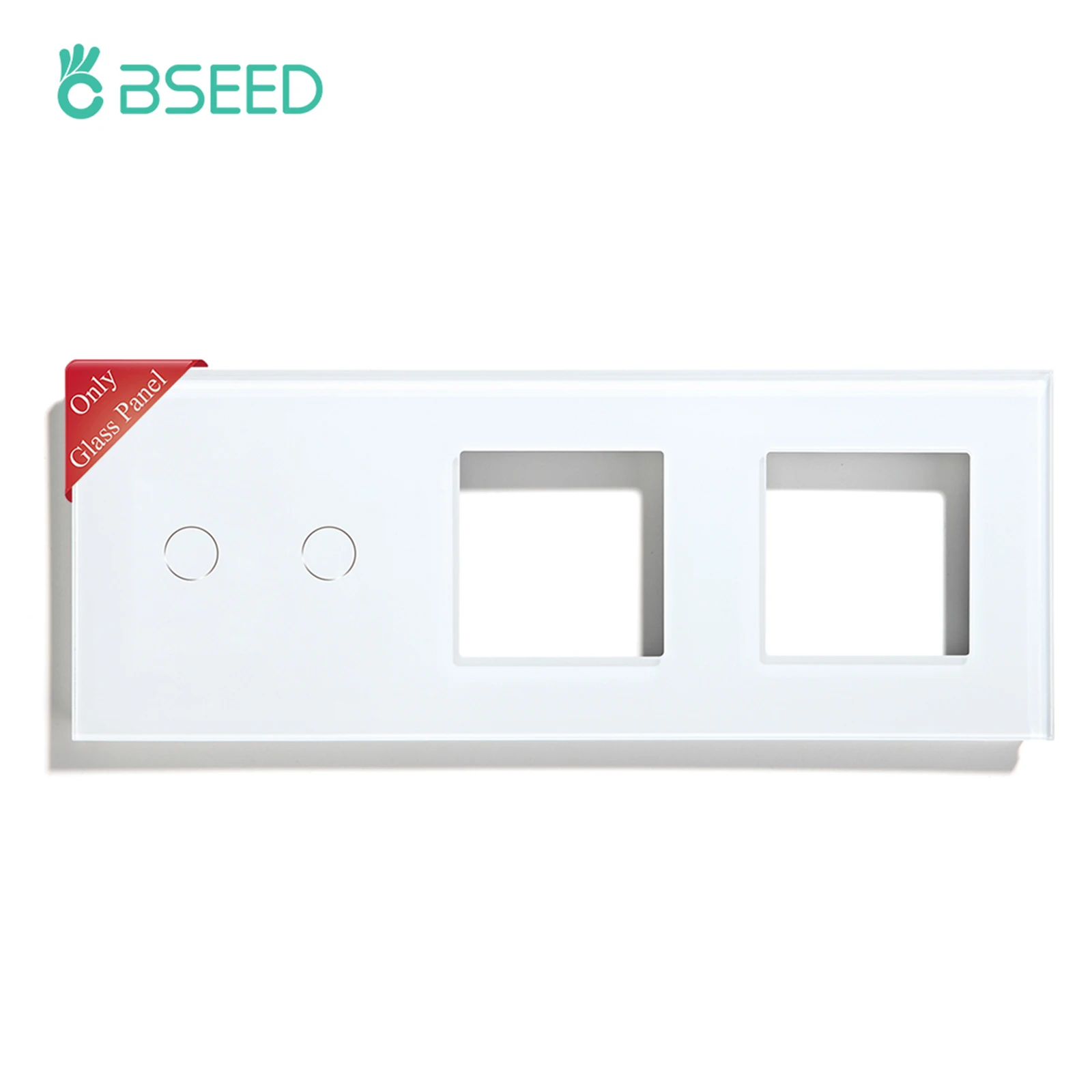 BSEED Only Glass Panel 228mm Pearl White Black Gloden Crystal Glass Frame With Metal Frame For Wall Socket Switch Function Part wall socket switch