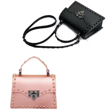

2Pcs Women Messenger Bags Handbags Jelly Bag Fashion Shoulder Bag Pvc Leather Handbags - Black & Rose Gold