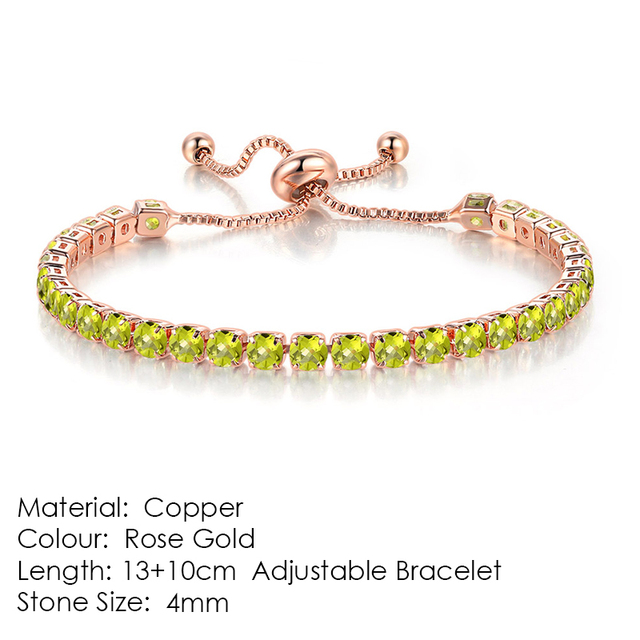 Luxury Adjustable Tennis Bracelets For Women Christmas Gift Rainbow Zircon Rose Gold Color Chain Jewelry Korean H056