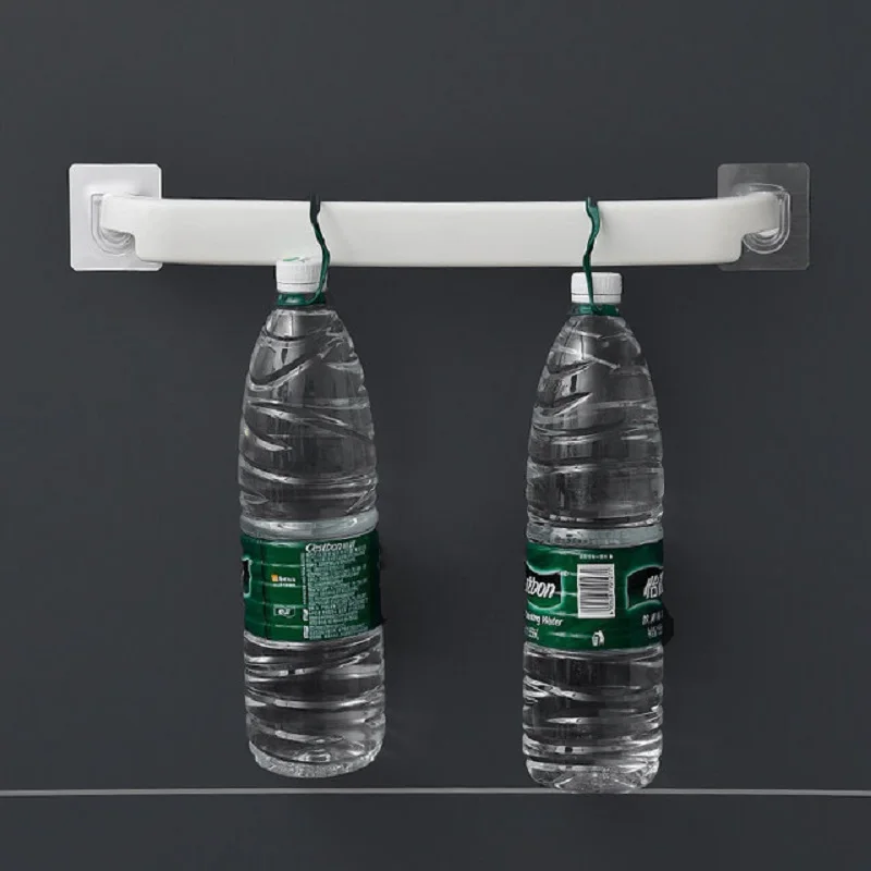 Useful Plastic Wall Mounted Bathroom Towel Bar Shelf Self-adhesive Rack Holder Toilet Roll Paper Hanging Hanger Bathroom Supply