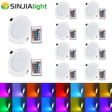 10 шт./лот 10 Вт RGB светодиодный панельный светильник, круглые потолочные лампы, дистанционное управление, вечерние, сценический светильник, подвесной точечный светодиодный светильник, s украшение
