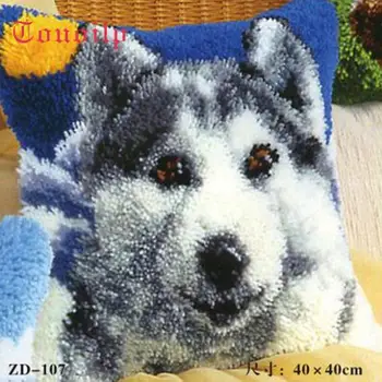 

Manual DIY creative gifts animal Snow Wolf Latch Hook Rug Kits Needlework Unfinished Pillow Rug Yarn Cushion Embroidery Carpet