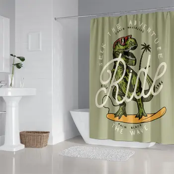 

4PCS/Set Dinosaur Shower Curtain Bath Curtain Waterproof Polyester