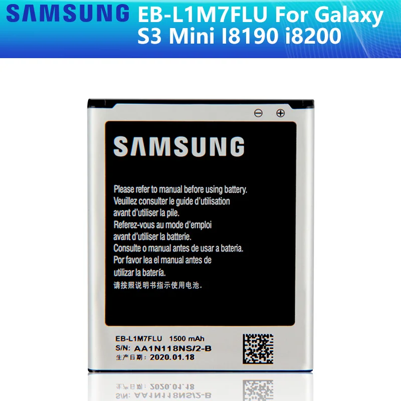 SAMSUNG оригинальный сменный аккумулятор EB L1M7FLU для Samsung Galaxy S3 мини S3Mini GT I8190 I8190N i8200 1500