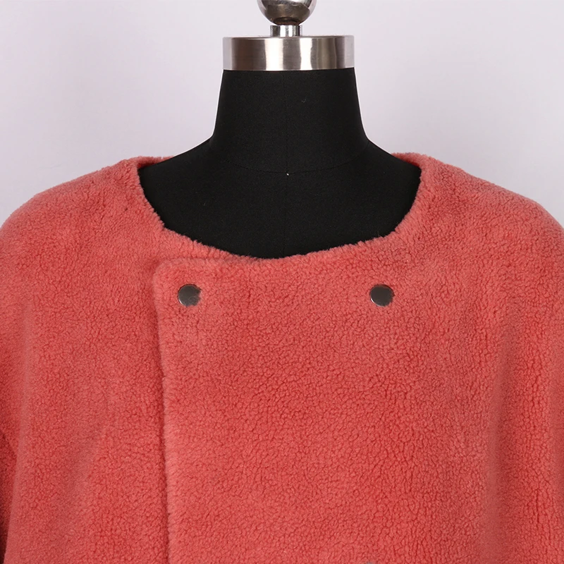 Nerazzurri oversized teddy coat woman loose winter wool blends jacket women long plus size faux sheepskin fur coat drop shoulder