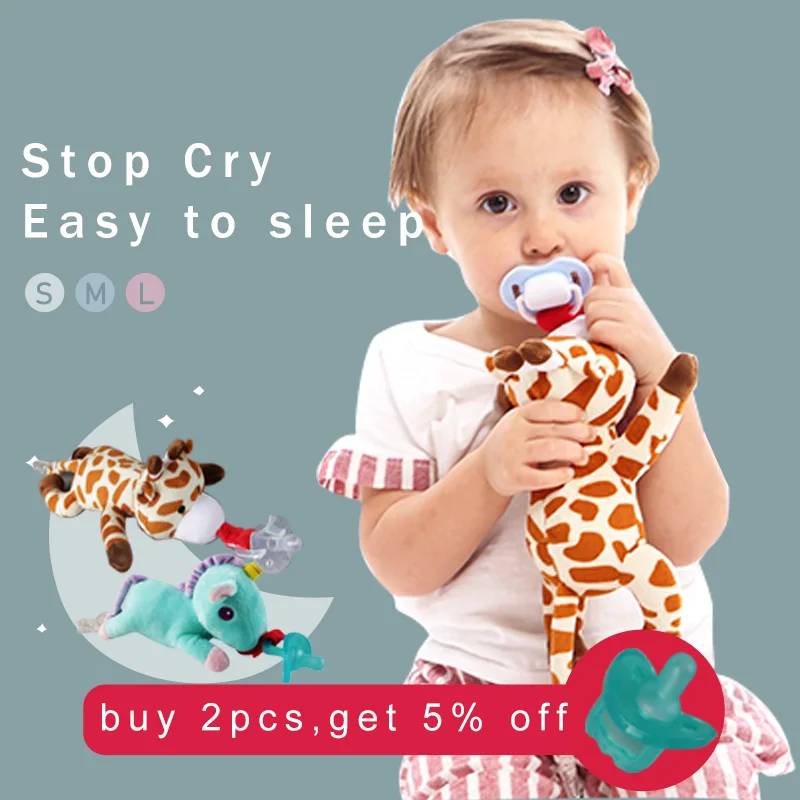 Pacifiers for Babies Large Doll Pacifier Chain Clip Dummy Pacifier for Newborns Soother