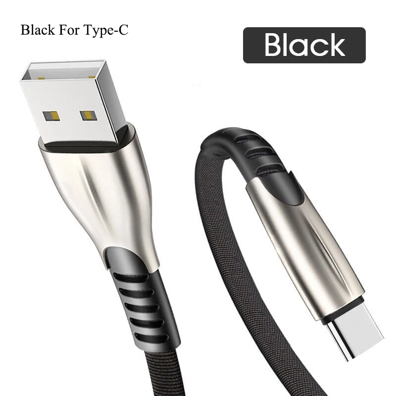 1 м 3A usb type C кабель Быстрая зарядка для samsung S10 S9 usb type-C Быстрая зарядка для Xiaomi mi9 type-C кабель для быстрой зарядки данных - Цвет: Black