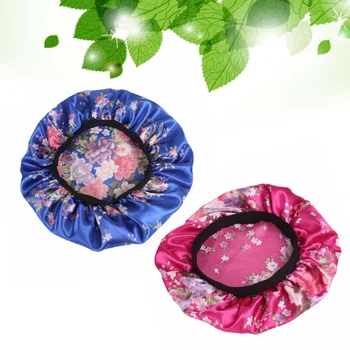 

2pcs Printing Sleeping Caps Chemotherapy Hat Creative Satin Nightcap Hair Protection Hat for Home SPA Hospital Dorm