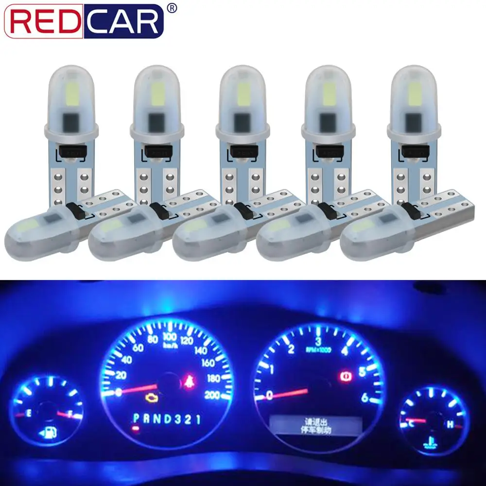 

10pcs T5 Led Bulb W3W W1.2W Car Auto Lamp 3014 Chips Wedge Light Instrument Dashboard Lamp Indicator Signal Bulbs DC 12V 6000K