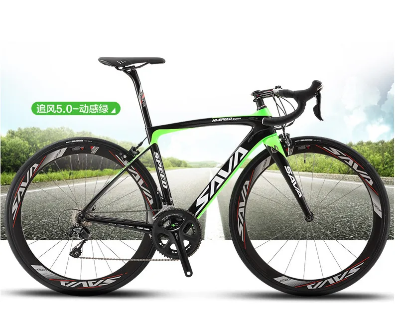 X-Front, брендовый тормоз, полностью из углеродного волокна, шоссейный велосипед, 22 скорости, 700cc* 23C, 5800 гоночный велосипед, светильник - Цвет: black green