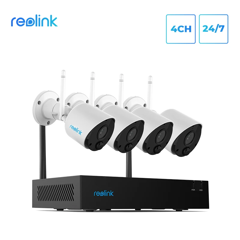 

Reolink 1080P Full HD Camera System WIFI NVR &4 WIFI IP Cameras Bullet Outdoor Video Audio Surveillance Kit RLK4-211WB4-S