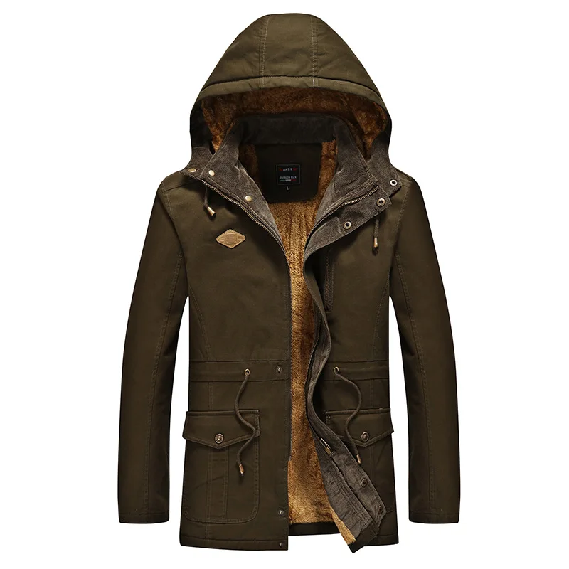 Winter New Style MEN'S Jacket Mid-length Cross Border Washing Pure Cotton Coat Men's Brushed And Thick Casual Trench Coat