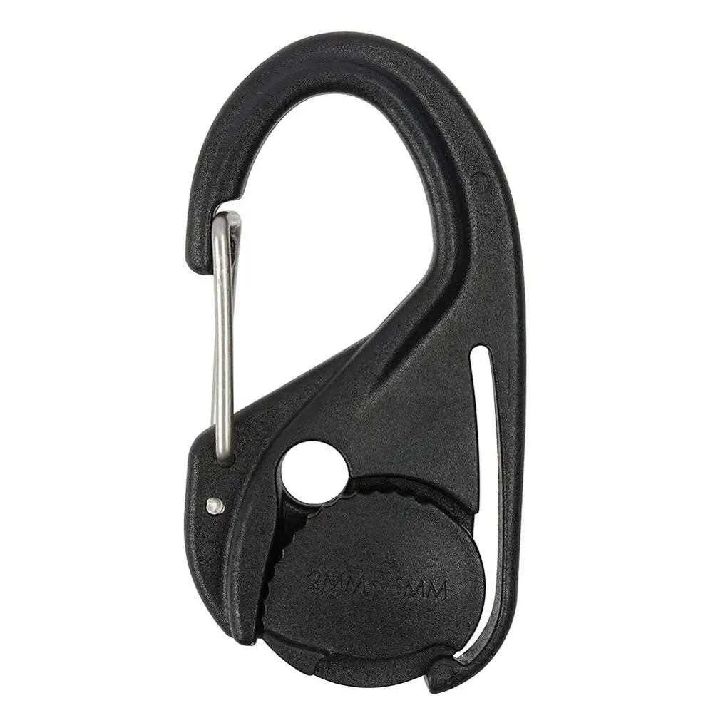 Black Knot-Free Cord Tightener Hook Nylon Cord Adjuster with Carabiner Clip for Rope 2MM-5MM Diameter Card Lanyard Hook - Цвет: Black