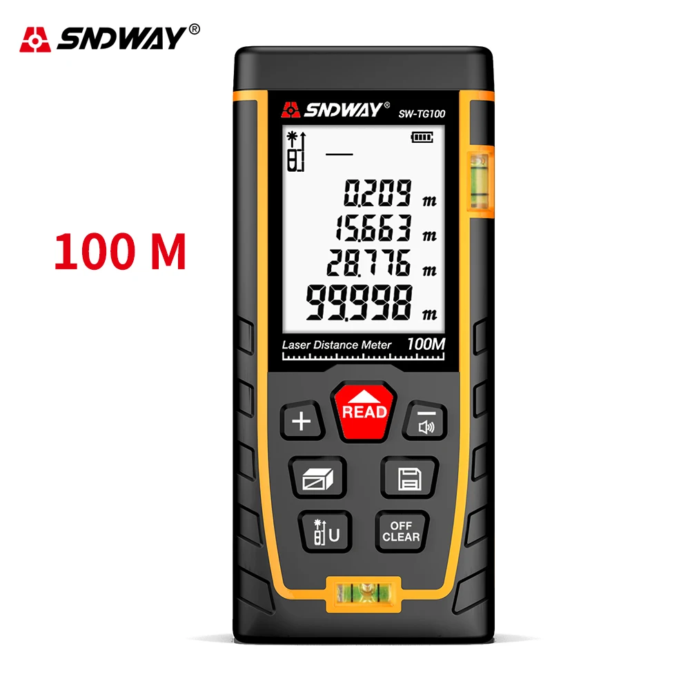 

Sndway hight accuracy laser rangefinder 2 Bubbles measure laser distance meter 50m 100m electronic roulette lazer range finder