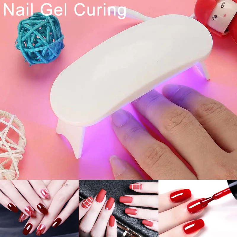 Mini secador de uñas portátil, lámpara LED de 6W para esmalte de uñas de Gel UV