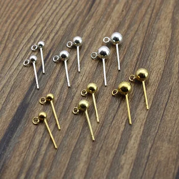 

2pairs, S925 Sterling Silver Earring Stud Jewelry Findings components with Loop, Earring Post Ear Pins for DIY Jewelry Making