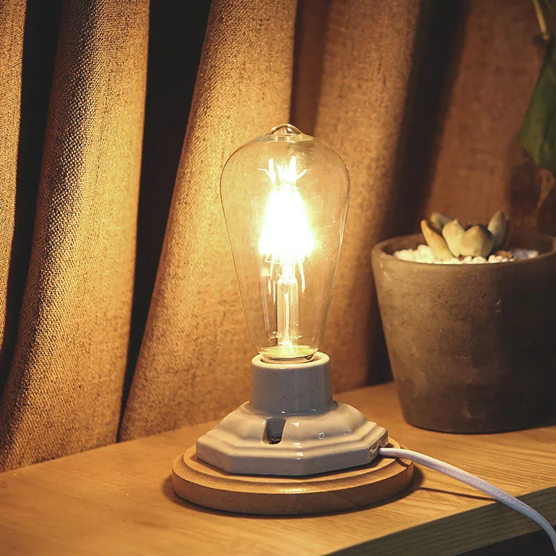 Vintage Bedroom Living Room Table Lamp Industrial Study Desk Lamps Edison Luminaria Edison Office Lighting E27 Lamp Holder