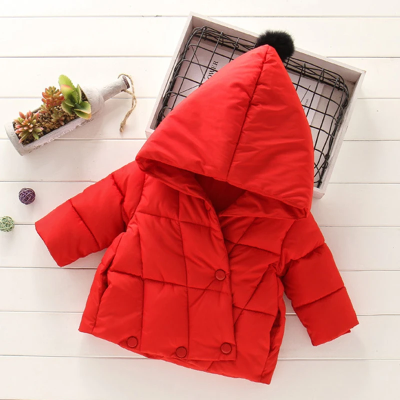 

2020 Fashion Childrens Jacket Hoodies Windbreaker For Girls Thick Down Cotton Winter Coat Soild Jacket For A Boy Suit 2-5 Years