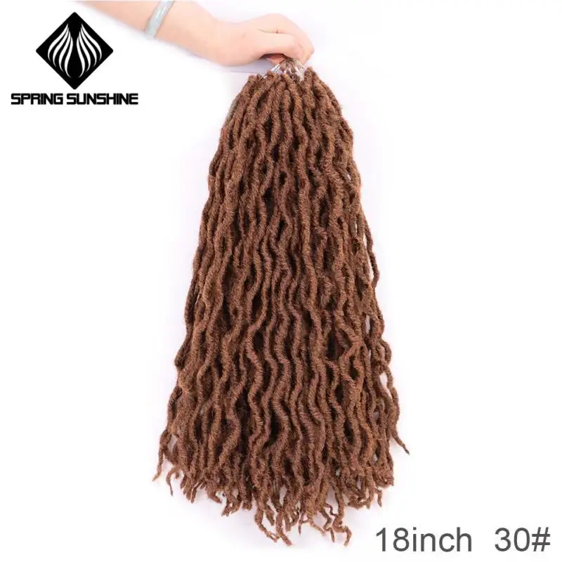 Весна солнце 12 18 дюймов Nu Locs Ombre Faux Locs Curly плетение волос Синтетические крючком косы волос - Цвет: 1B/27HL