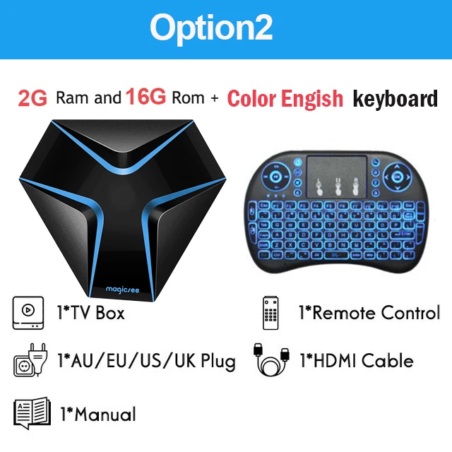 Magicsee iron Amlogic S905X Android 7,1 ТВ приставка 4K 2 GB/16 GB ТВ приставка Поддержка 2,4G wifi 100M LAN HDMI H.265 смарт-приставка - Цвет: 2G 16G  N I8-E-BL