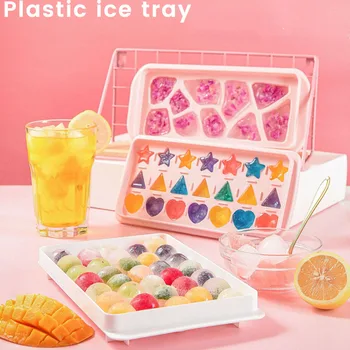 

JINSERTA Ice Cube Storage Box Ice Cube Mold Ice Box Artifact Plastic Home Restaurant Cafe Quick Freezer Ice Tray with Lid