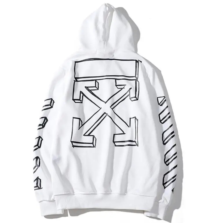 White 19ss Off-White OW sketch 3D arrow Мужская и Женская Осенняя зимняя Модная хлопковая Повседневная Свободная Толстовка с капюшоном, толстовка с капюшоном - Цвет: White