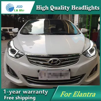 

high quality Car Styling for Hyundai Elantra 2012-2016 Headlights LED Headlight DRL Lens Double Beam HID Xenon Car Accessories