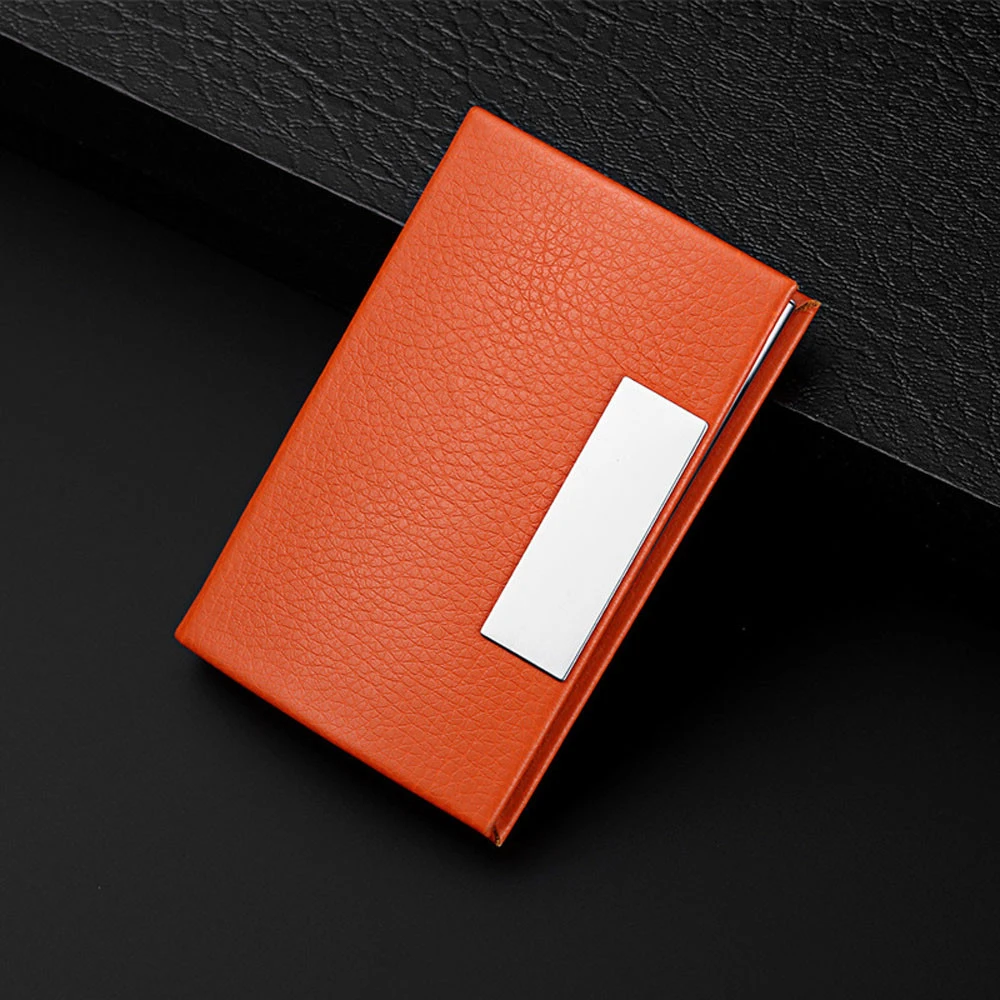 Personalized Leatherette Card Wallet Men Stainless Steel Holder Women Multi Card Holder Cover Pocket Purse Fashion Business 823