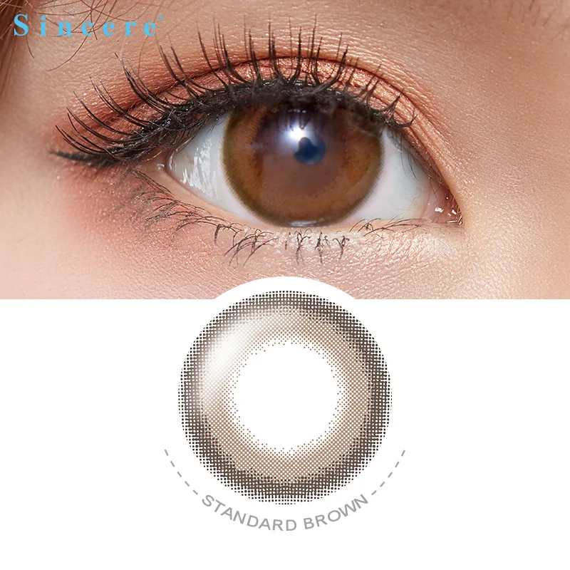 Цветные контактные линзы для глаз от бренда sinethy vision, на выбор пользователя, коррекция зрения на 1 день, забота о здоровье, 10 линз - Цвет: Standard Brown