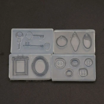 

12Pcs Button Flower Key English Letters Pendant Mold Kit Jewelry Making Tools