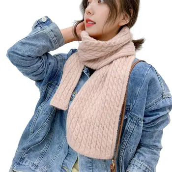 

Women Solid Scarf Cashmere-like Braided Knitted Scarves Warm Winter Soft Shawls